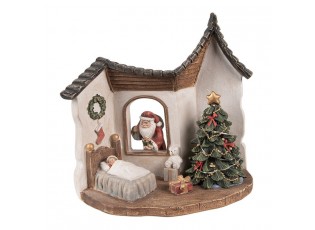Dekorace Santa v okně do pokoje a stromkem s Led světýlky - 18*11*17 cm