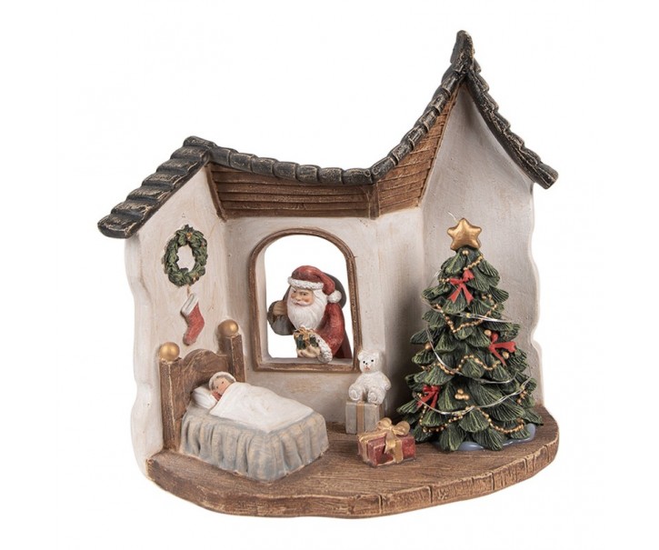Dekorace Santa v okně do pokoje a stromkem s Led světýlky - 18*11*17 cm