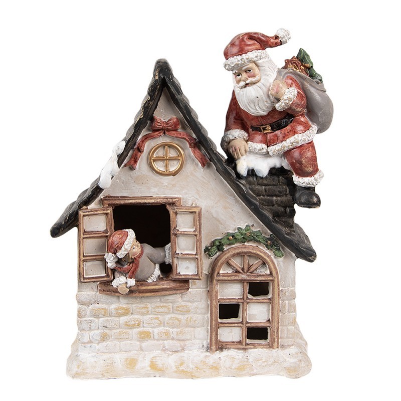 Dekorace Santa lezoucí do domu komínem s Led světýlky - 16*8*19 cm Clayre & Eef