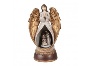 Zlatá vánoční hrací skříňka Anděl s Betlémem uvnitř - 14*11*23 cm