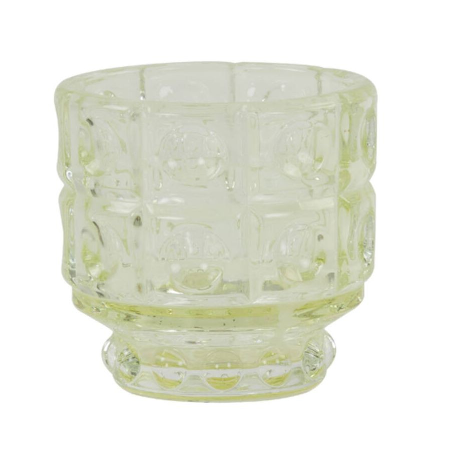 Pastelově žlutý skleněný svícen Bobbi yellow - Ø 9*8,5 cm