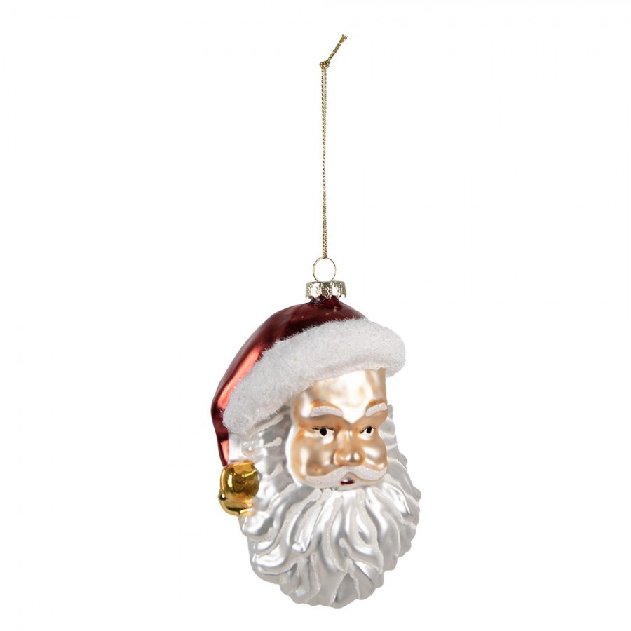 Vánoční skleněná ozdoba hlava Santa - 8*7*12 cm