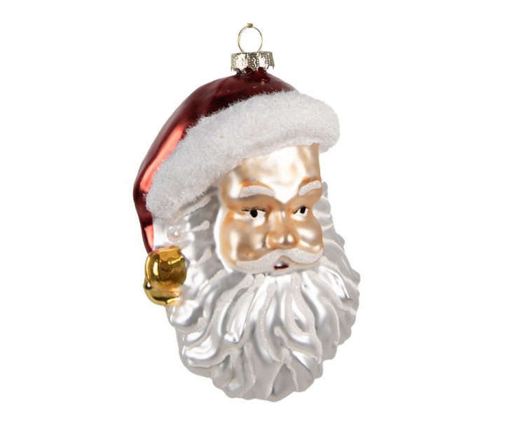 Vánoční skleněná ozdoba hlava Santa - 8*7*12 cm