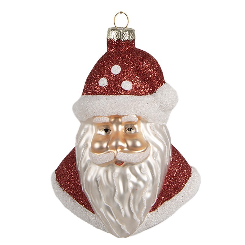 Vánoční skleněná ozdoba hlava Santa - 9*6*12 cm 6GL4354