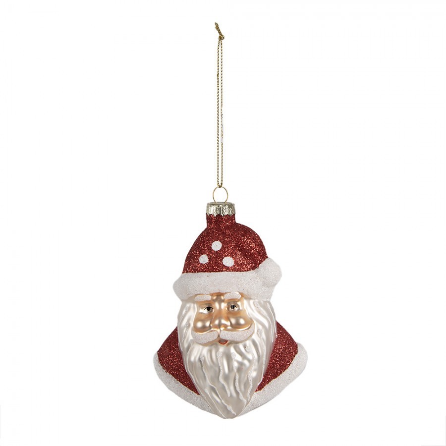 Vánoční skleněná ozdoba hlava Santa - 9*6*12 cm
