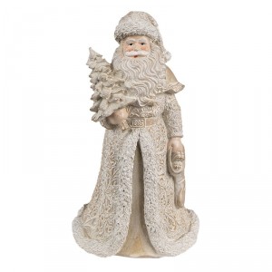 Zlatá vánoční dekorace Santa se stromkem - 8*8*15 cm