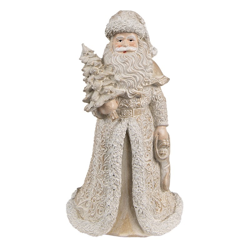 Zlatá vánoční dekorace Santa se stromkem - 8*8*15 cm