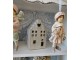 Béžový porcelánový domek svícen na čajovou svíčku Christmas House S - 7*6*11 cm