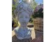 Šedý antik cementový květináč hlava ženy s květy - 22*21*35 cm
