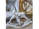 Bílo - šedá antik vánoční dekorace houpací koník - 21*5*18 cm