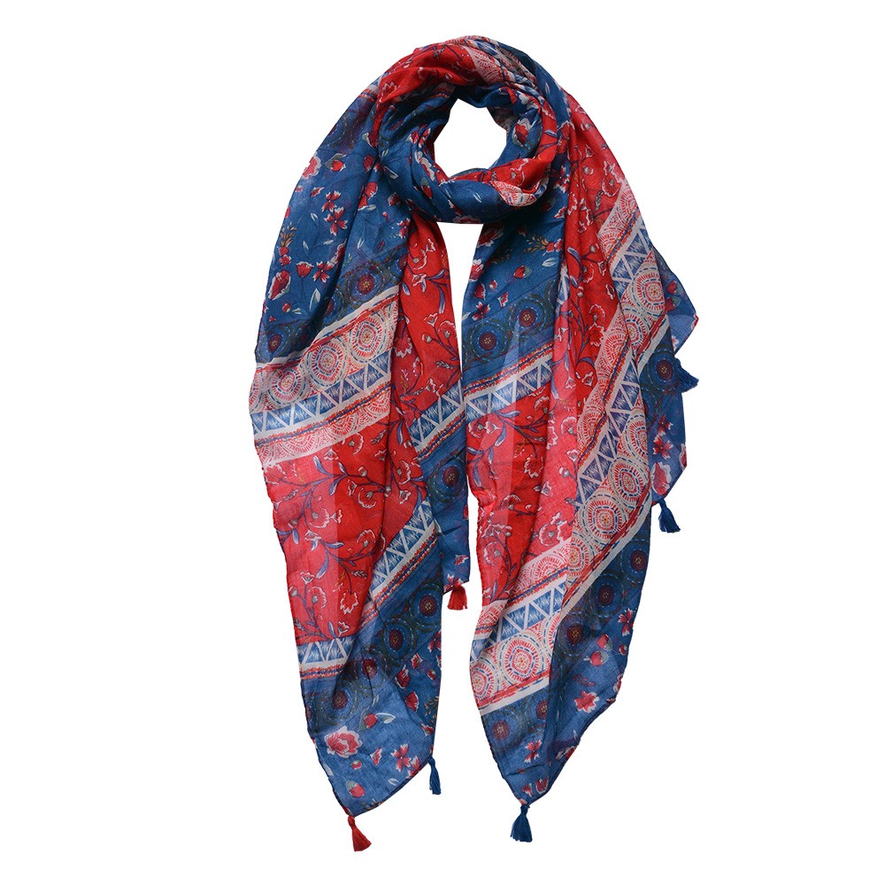 Červenomodrý dámský šátek - 90x180 cm Clayre & Eef
