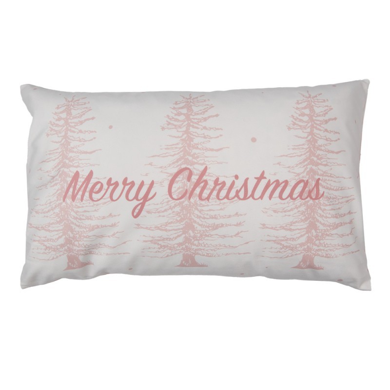Zimní růžový povlak na polštář Merry Christmas Snow - 30*50 cm Clayre & Eef