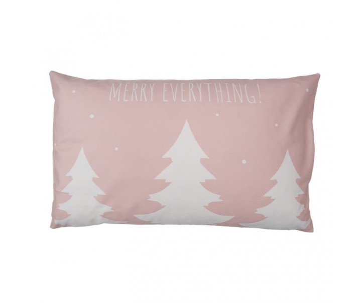 Zimní růžový povlak na polštář se stromky Merry Everything - 30*50 cm