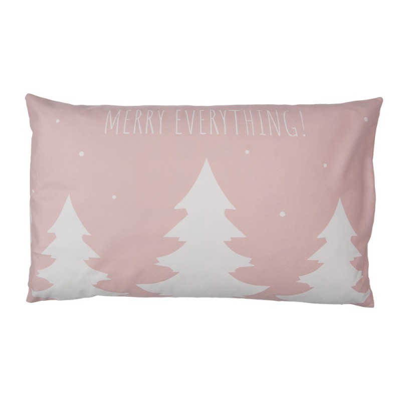Zimní růžový povlak na polštář se stromky Merry Everything - 30*50 cm Clayre & Eef