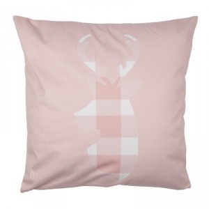 Růžový povlak na polštář s jelenem Snowy Deer - 45*45 cm
