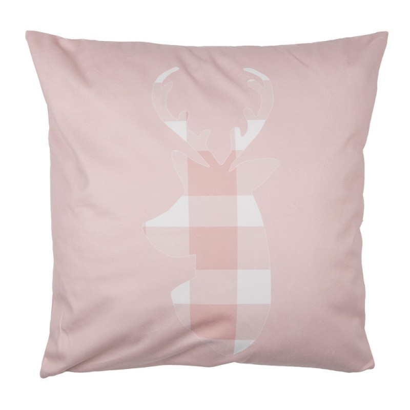 Růžový povlak na polštář s jelenem Snowy Deer - 45*45 cm