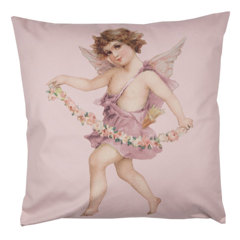 Růžový povlak na polštář s andělem Angel - 45*45 cm Clayre & Eef