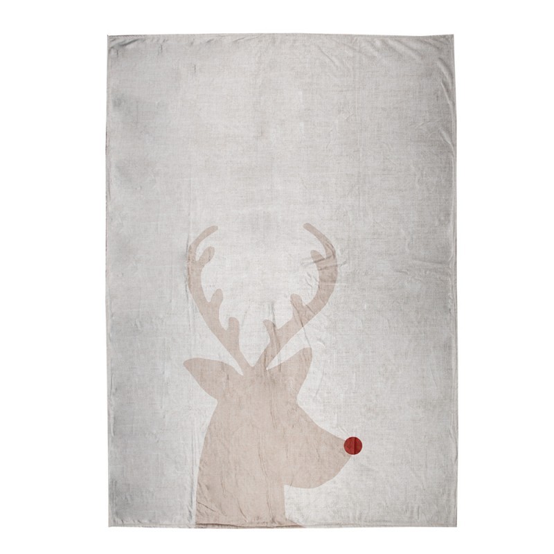 Béžový plyšový pléd s jelenem Deer - 130*170 cm