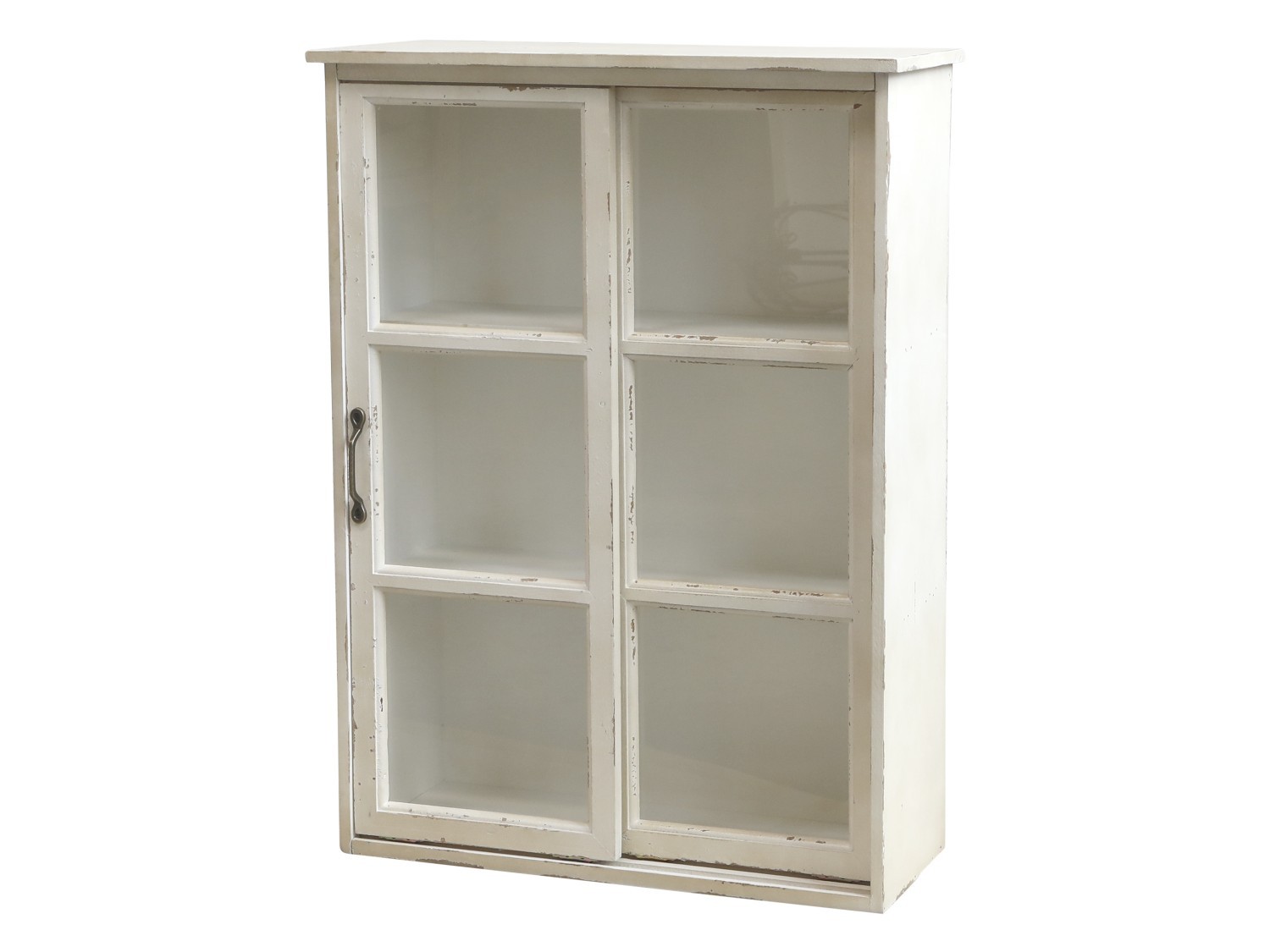 Krémová antik nástěnná dřevěná skříňka s posuvnými dvířky Milla - 52*20*70cm