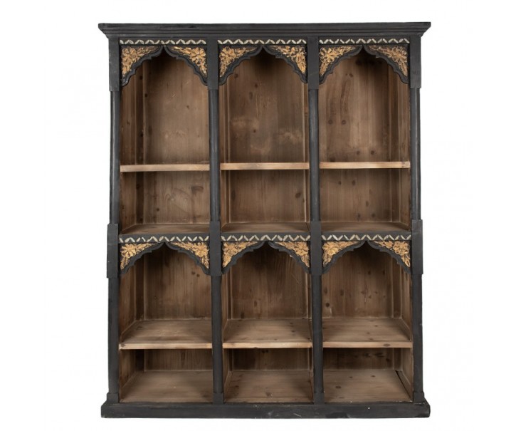 Černo - zlatá antik dřevěná knihovna Valentia - 152*40*193 cm