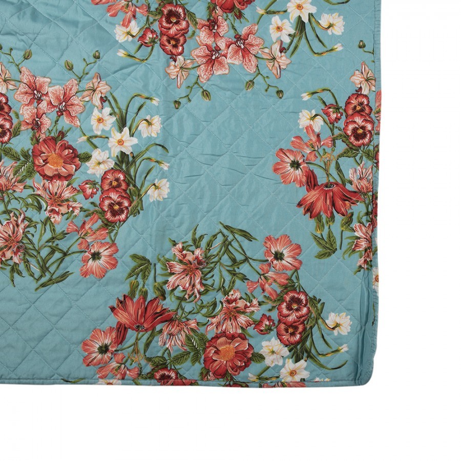 Modrý přehoz na jednolůžko s květinovým motivem Flowery - 140*220 cm