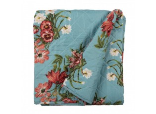 Modrý přehoz na jednolůžko s květinovým motivem Flowery - 140*220 cm