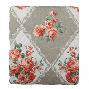 Šedý přehoz na dvoulůžko s květinovým motivem Flowery - 240*260 cm
