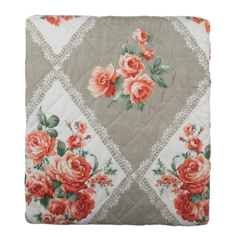 Šedý přehoz na dvoulůžko s květinovým motivem Flowery - 240*260 cm