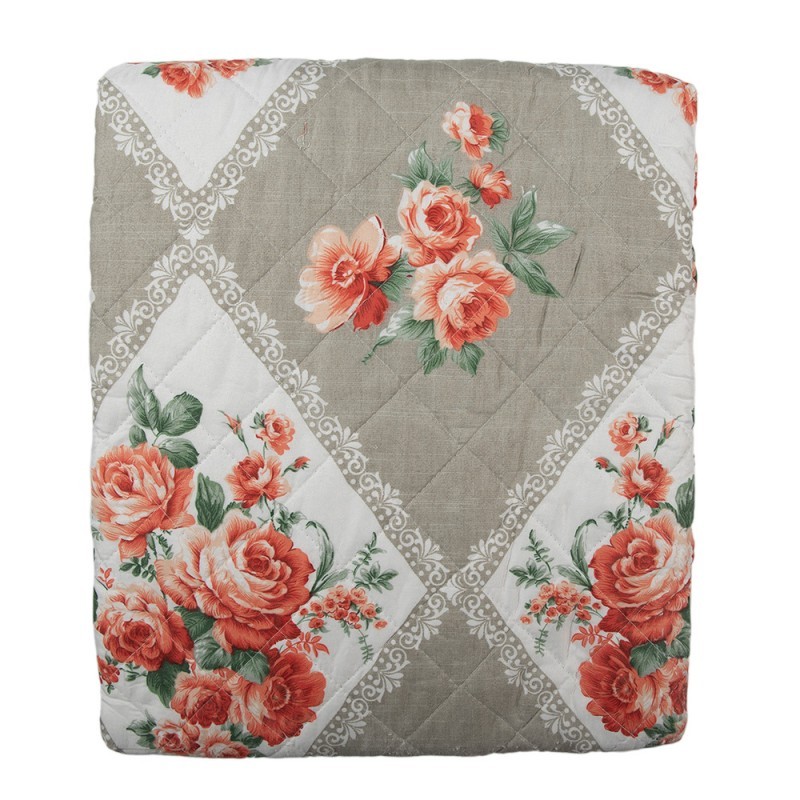 Šedý přehoz na jednolůžko s květinovým motivem Flowery - 140*220 cm