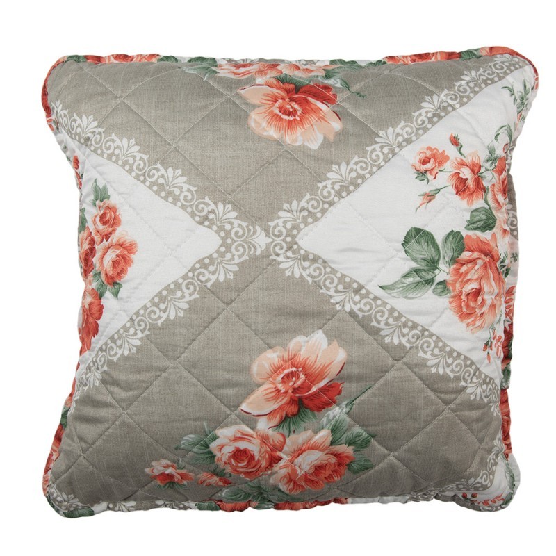 Šedý povlak na polštář s květinovým motivem Flowery - 40*40 cm