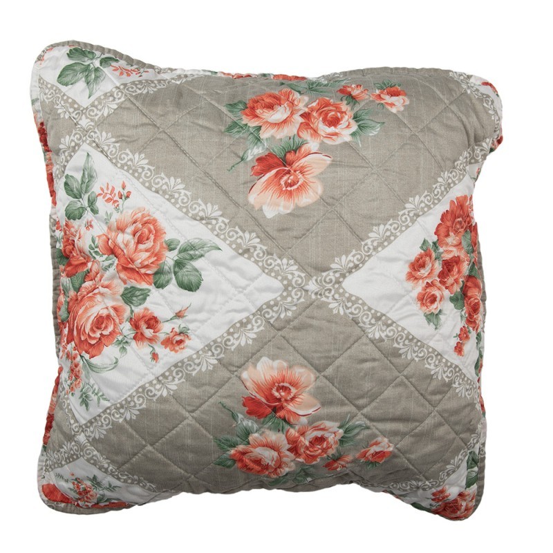 Šedý povlak na polštář s květinovým motivem Flowery - 50*50 cm
