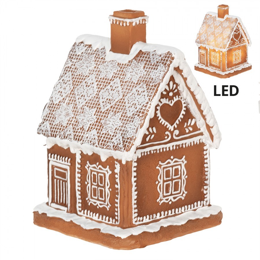 Vánoční perníková chaloupka s Led světýlky Gingerbread House - 13*10*21cm/ 3*AA