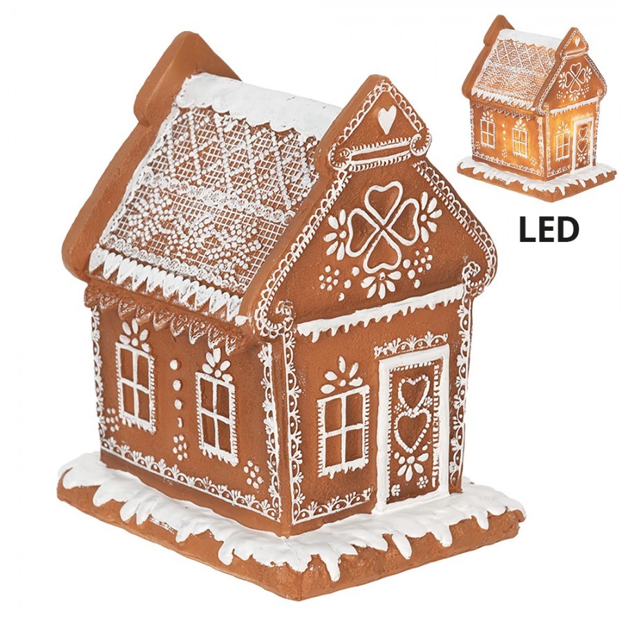 Vánoční perníková chaloupka s Led světýlky Gingerbread House - 15*12*17cm/ 3*AA