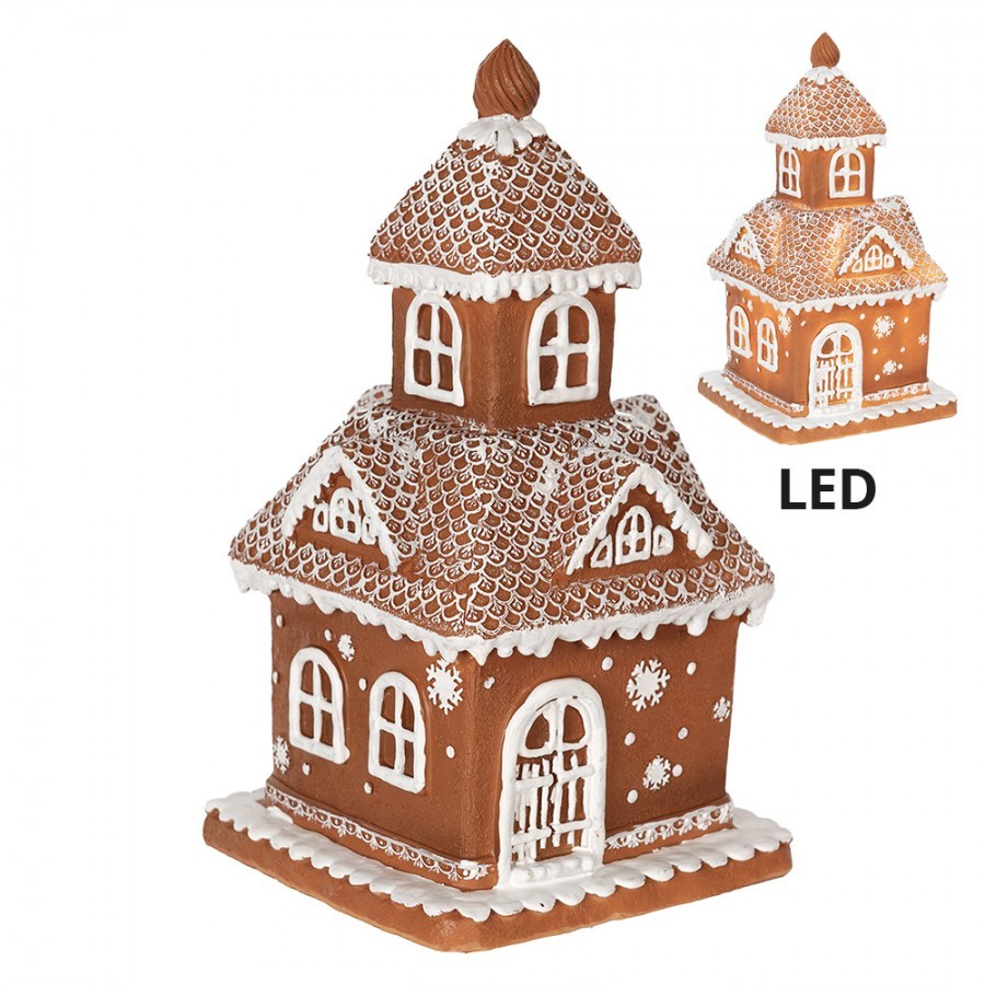 Vánoční perníková chaloupka s Led světýlky Gingerbread House - 14*14*25cm/ 3*AA