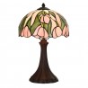 Zeleno-růžová stolní Tiffany lampa s tulipány Tulipé - Ø 27*40 cm E14/max 1*40W Barva: zelená, růžováMateriál: opálové sklo / PolyresinHmotnost: 2,3 kg