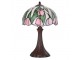 Zeleno-růžová stolní Tiffany lampa s tulipány Tulipé - Ø 27*40 cm E14/max 1*40W