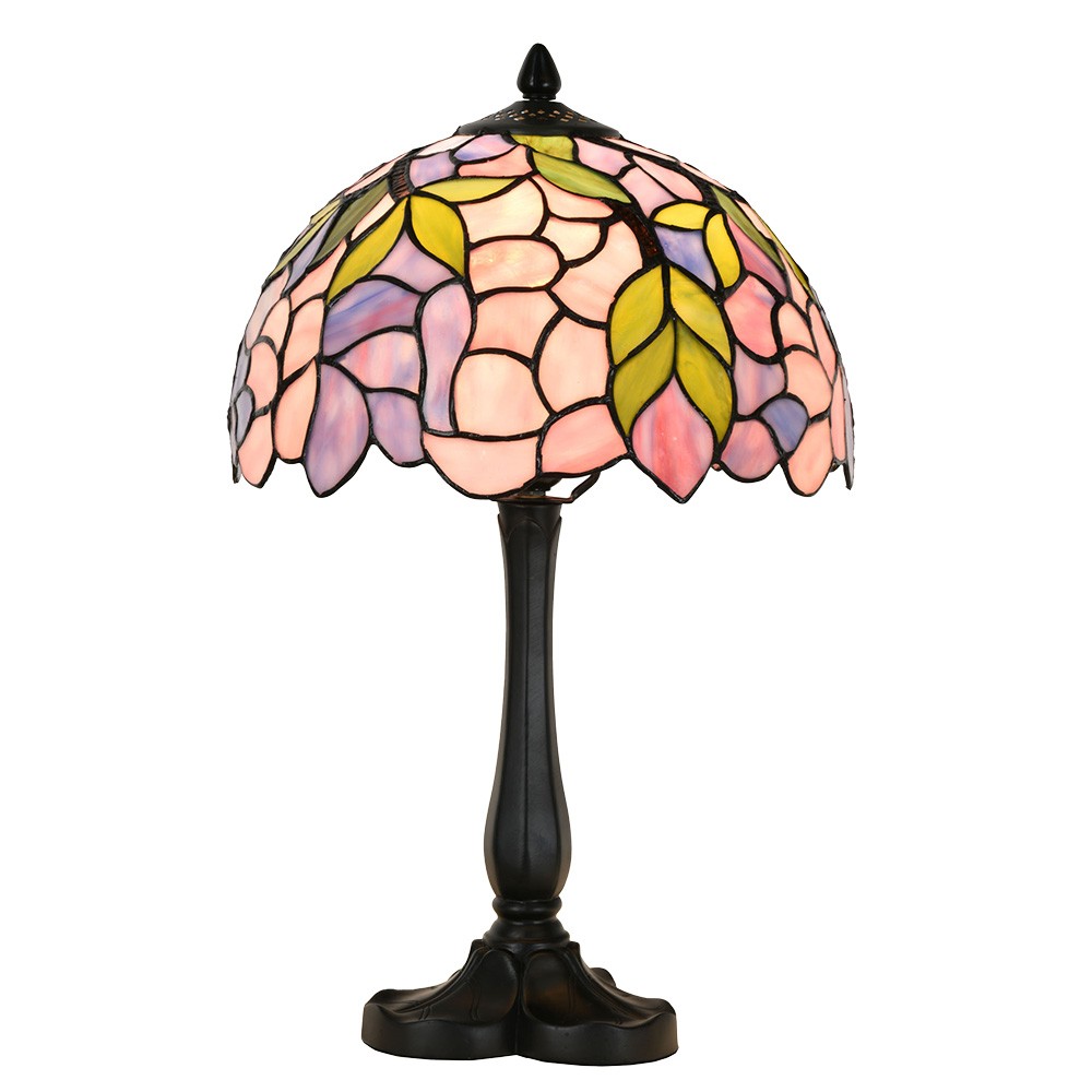 Růžová stolní lampa Tiffany LIlla - Ø 30*50 cm E27/max 1*60W Clayre & Eef