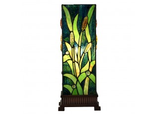Zelená hranatá stolní lampa Tiffany Squilla - 18*18*45 cm E27/max 1*60W