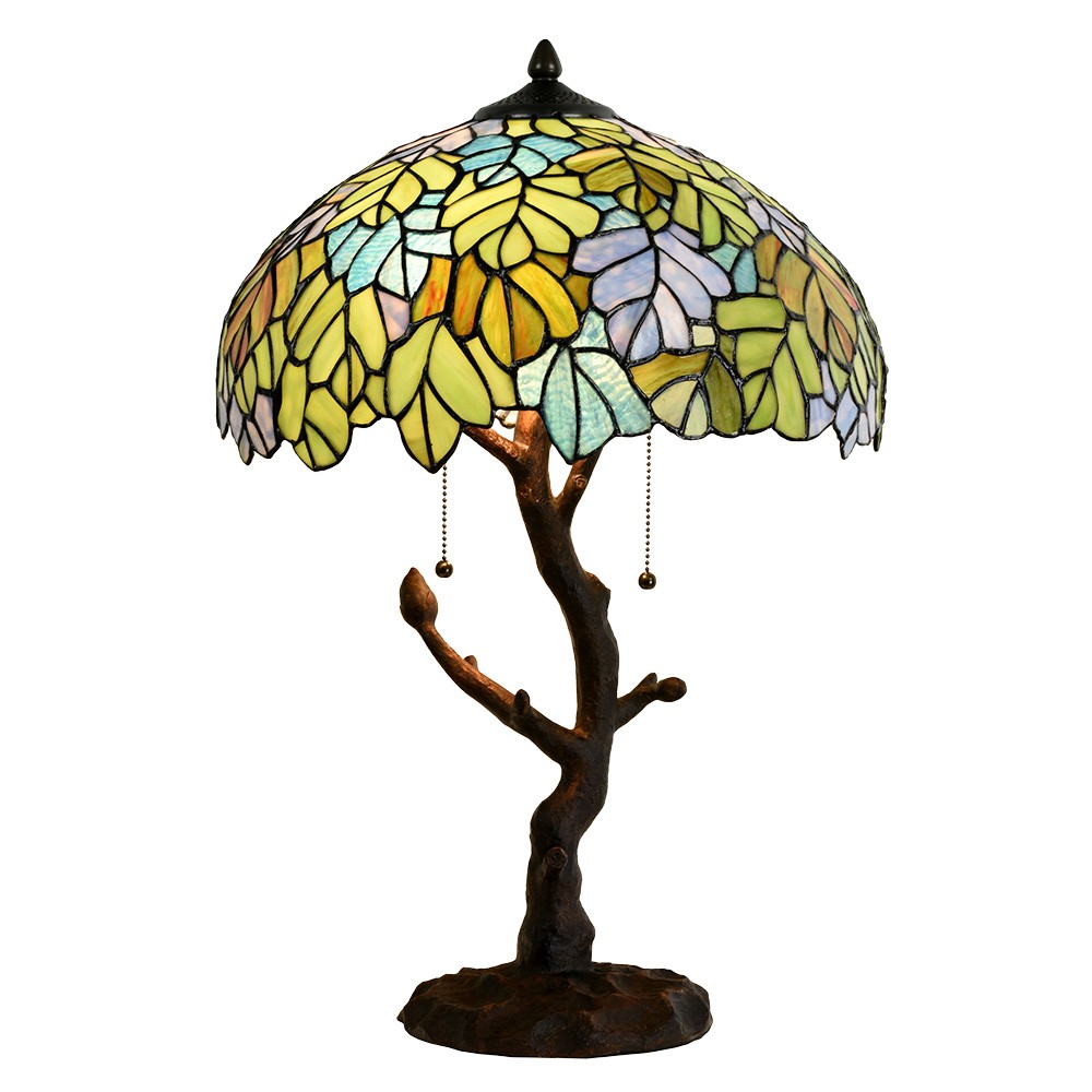 Zelená stolní lampa Tiffany Giallo - Ø 40*60 cm / E27/max 2*60W Clayre & Eef