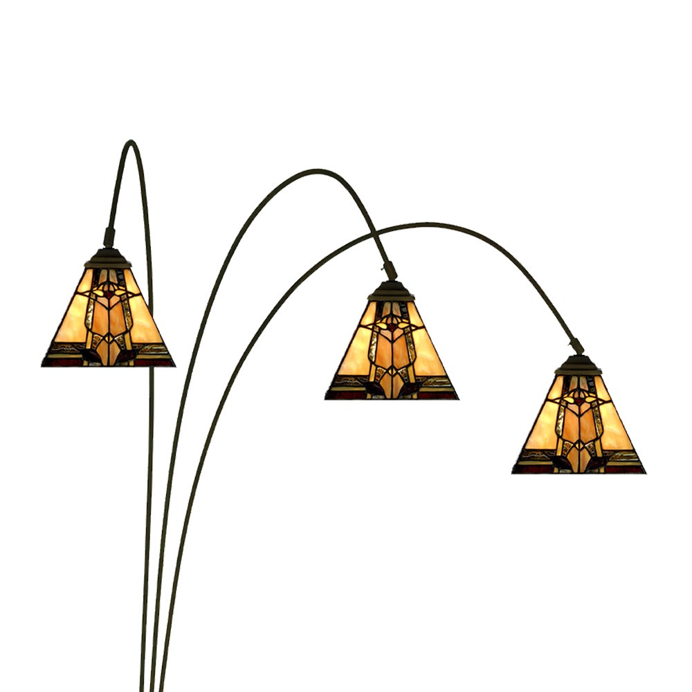 Béžovo-hnědá stojací lampa Tiffany Silvia - 91*50*200 cm E27/max 3*60W