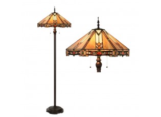 Béžovo-hnědá stojací lampa Tiffany Tippia - Ø 40x161 cm E27/max 2*60W