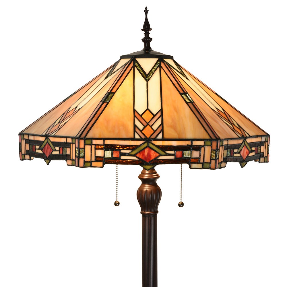 Béžovo-hnědá stojací lampa Tiffany Tippia - Ø 40x161 cm E27/max 2*60W