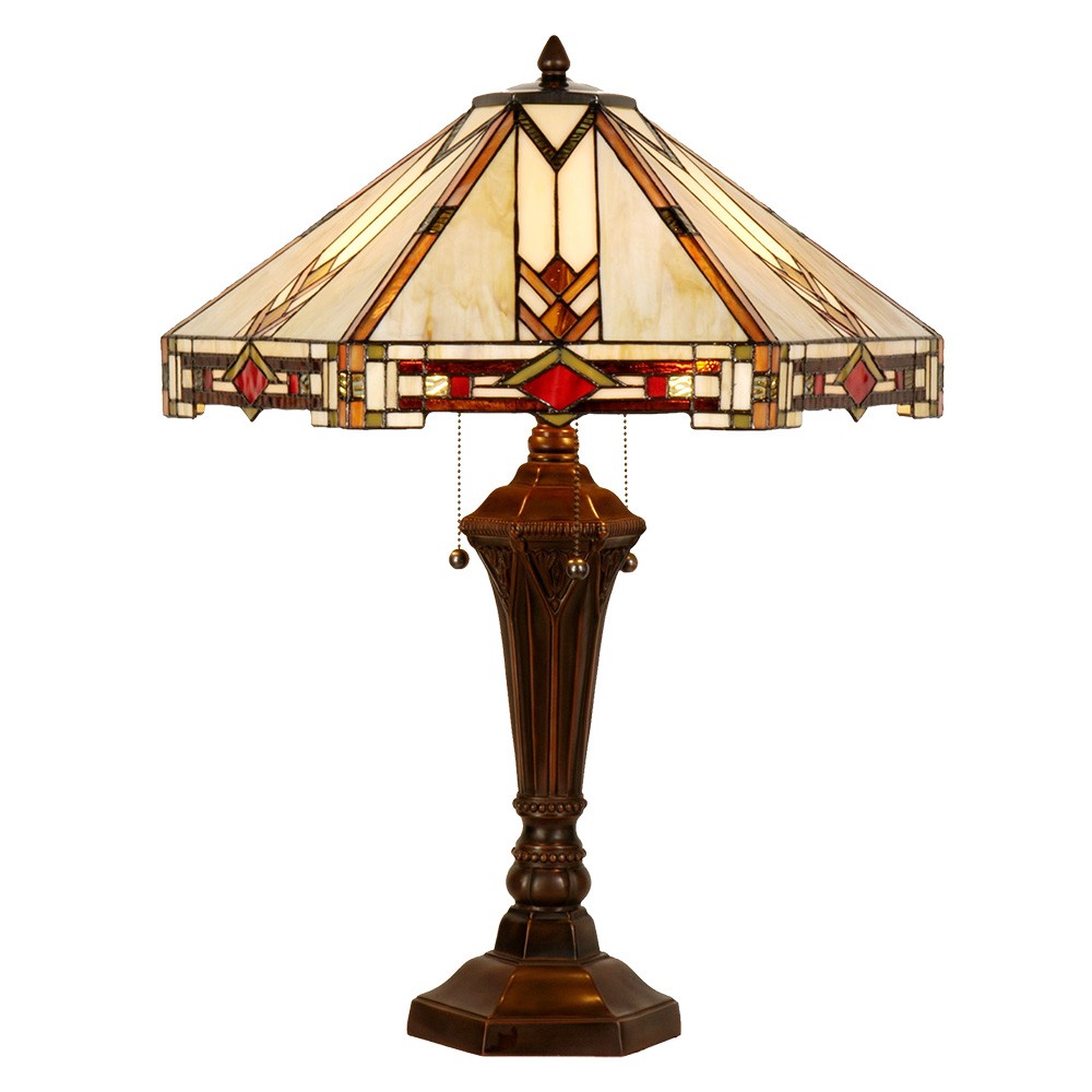 Béžovo-hnědá stolní lampa Tiffany Tippia - 50*50*75 cm E27/max 2*60W Clayre & Eef