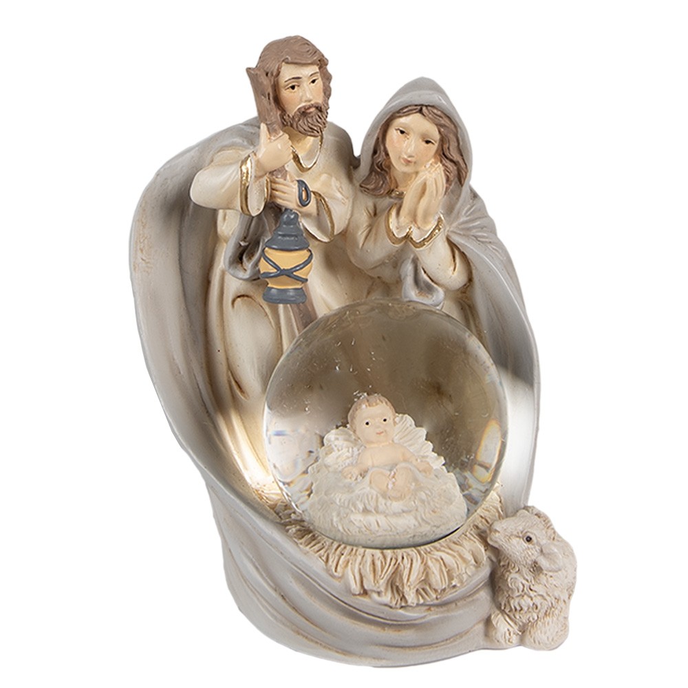 Vánoční betlém s sněžítkem Svatá rodina - 9*8*11 cm Clayre & Eef