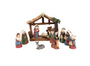 Vánoční dekorace Betlém s figurkami (set 11ks) - 10*4*9 cm