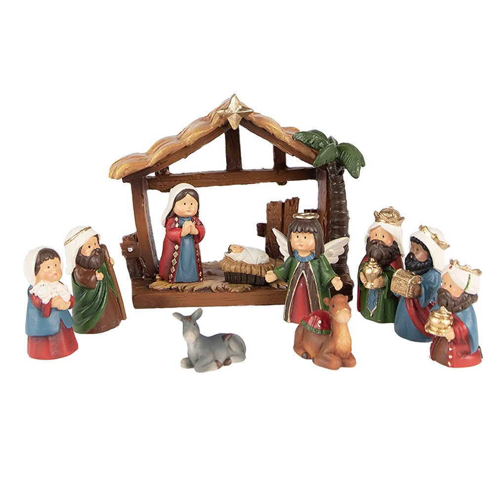 Vánoční dekorace Betlém s figurkami (set 11ks) - 10*4*9 cm 6PR4893