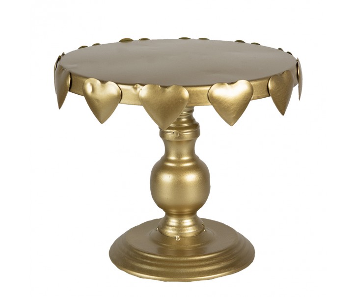 Zlatý kovový stojan se srdíčky na dortíky - Ø 26*22 cm