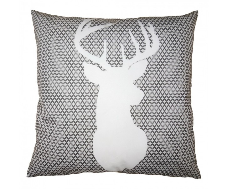 Bílo-šedý povlak na polštář s jelenem White&Grey Deer - 45*45 cm