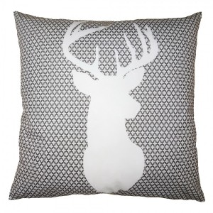 Bílo-šedý povlak na polštář s jelenem White&Grey Deer - 45*45 cm