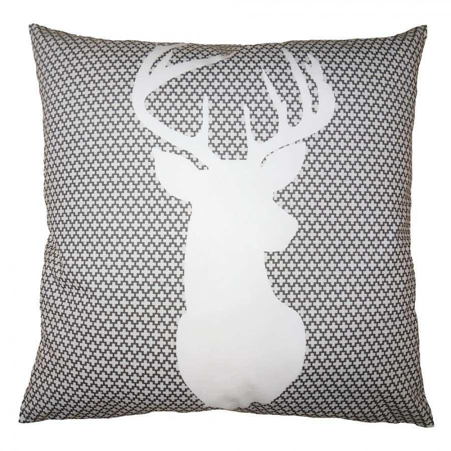 Bílo-šedý povlak na polštář s jelenem White&Grey Deer - 45*45 cm